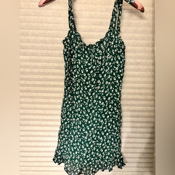 Reformation Christine Ruffle Minidress Green size 6 - Picture 4 of 6